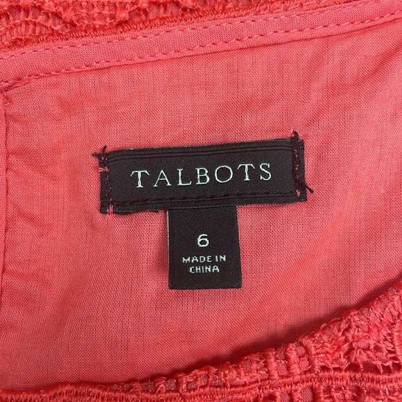 Talbots Crochet Striped Fringe Knit Sleeveless Blouse Boho Coral Red 6 - Picture 6 of 8